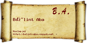 Bálint Aba névjegykártya